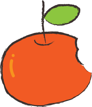 一口齧ったリンゴの絵。